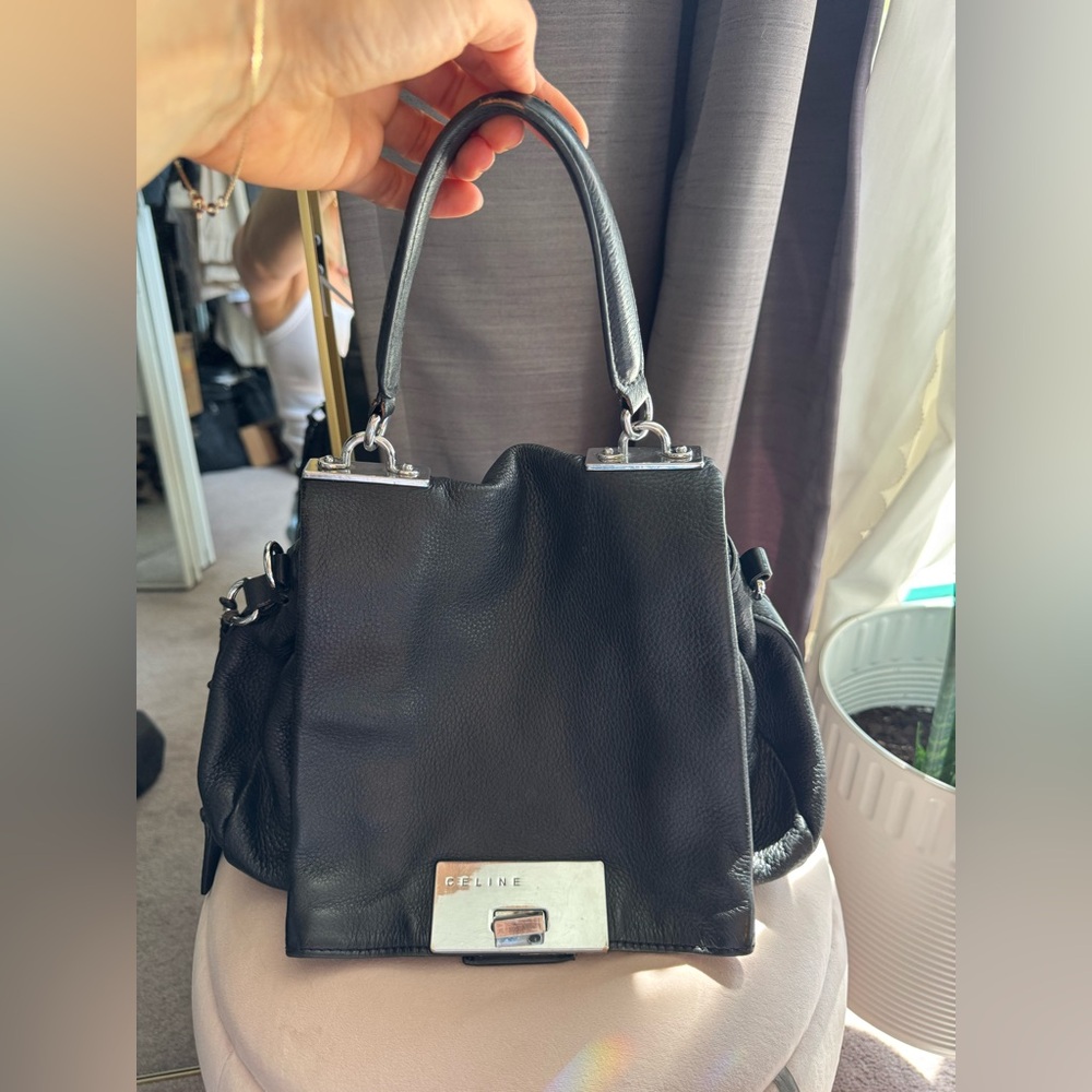 Vintage Celine Black Leather Women's Bucket bag